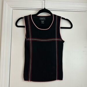 Finity Women’s Small Top Black Tank with Red and White Accents Vintage Fitted